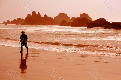 Surf fisherman, sepia