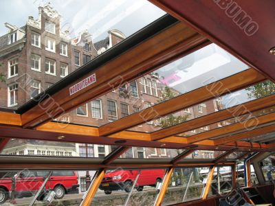 The boat on the canal Amsterdam
