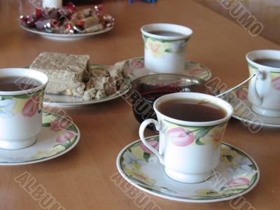 Cup of tea with jam