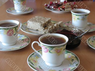 Cup of tea with jam