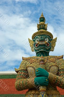 Mythical giant guardian (yak) at Wat Phra Kaew, Bangkok