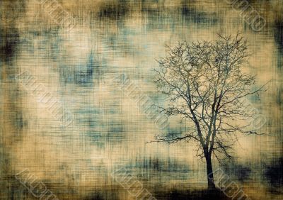 grunge frame with tree silhouette