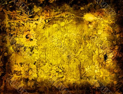 grunge floral frame