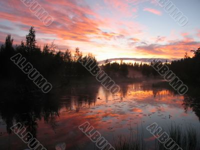Dawn on the bewitched lake