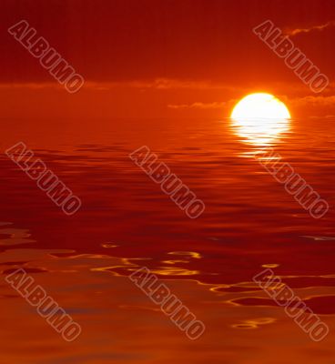 red ocean sunset