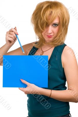 The girl with dark-blue  blank