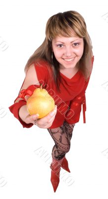 The girl with a pear