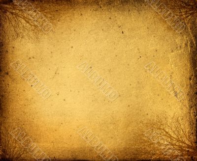 grunge frame with tree silhouette