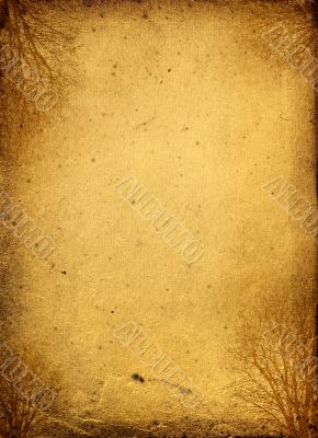 grunge frame with tree silhouette
