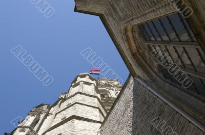 Grote Kerk in Breda with Flag