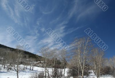 High cirrus in blue sky