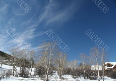 High cirrus in blue sky