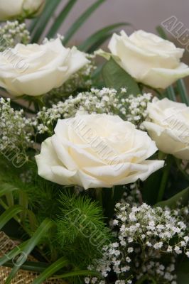 Wedding bouquet of white roses