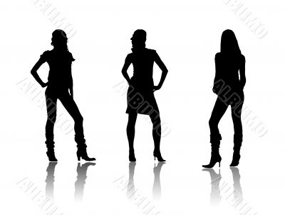Black fashiol ladies silhouettes