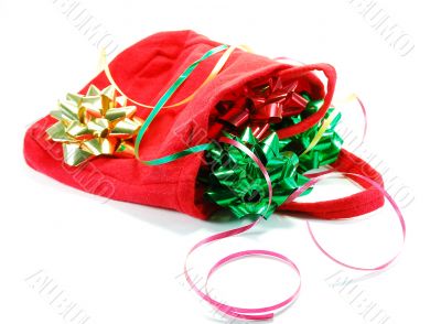 Festive ribbons bows and bag