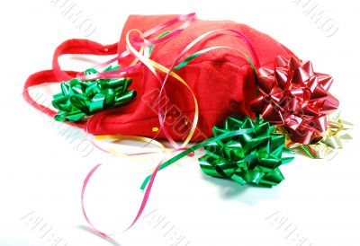 Festive ribbons bag and bows