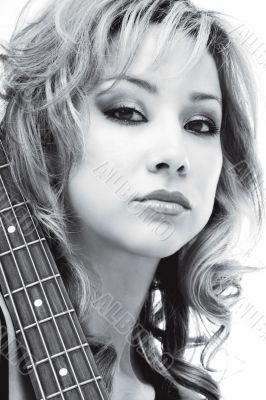 Hi-key portrait with guitar