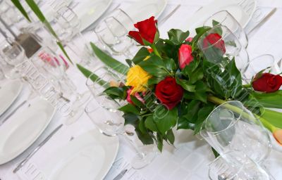 dinner table with flower decoration