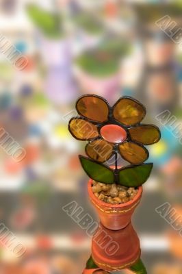 Background and glass flower