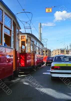 red tram