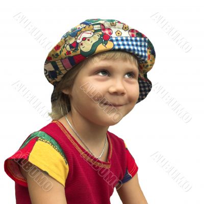 The little girl on a white background