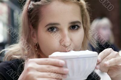 Girl drinking coffee