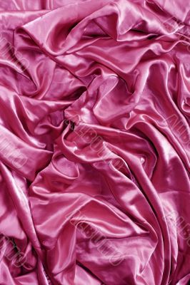 Pink wrinkled silk fabric