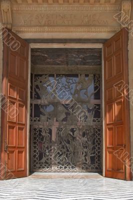 Entrance in church.