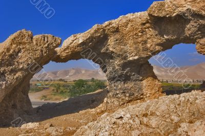 Natural arches in ancient mountains.