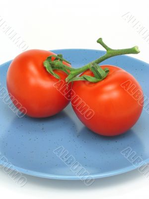 Two red tomatoes