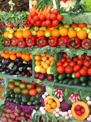 Colorful vegetables and fruits