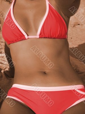 Girl in red swimsuit