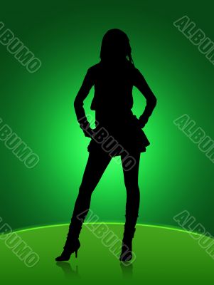 Black girl silhouette in night club lights