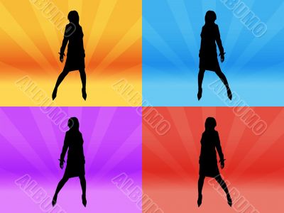 Girl silhouette, disco,party