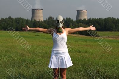 Girl in a gas mask