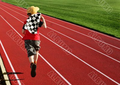 Boy on a racetrack