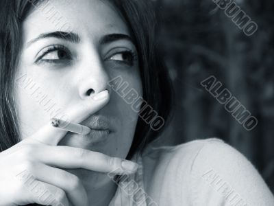 B&W Smoking Woman