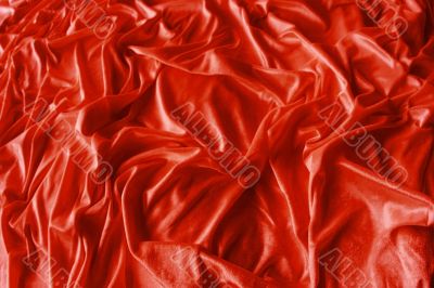 Red wrinkled silk fabric