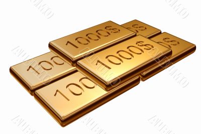 Gold with stamping dollar