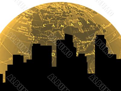 cityscape silhouette world gold