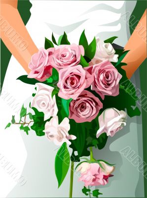 Bride holding wedding flowers