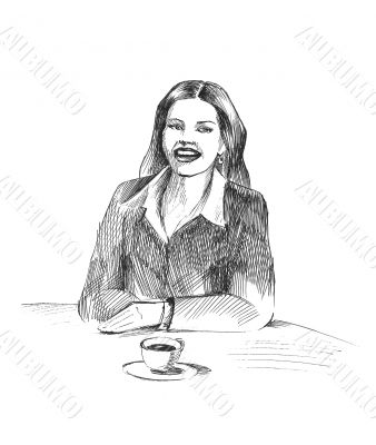 Business woman with cup of tea