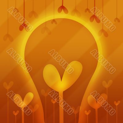 Abstraction with hearts in orange
