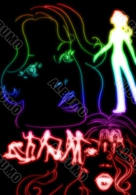 Girls singing colored