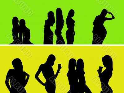 girls beach silhouettes