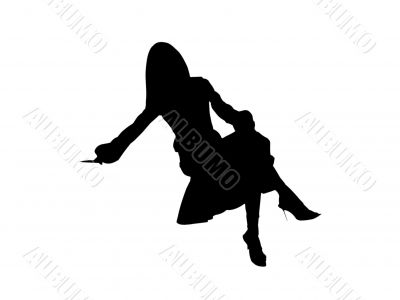 Black Sitting Girl Silhouette