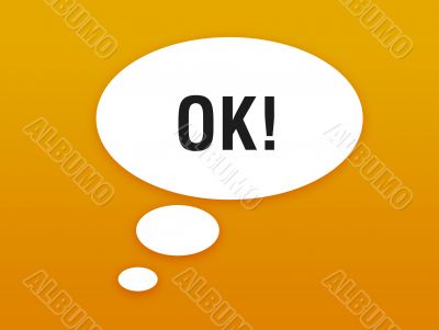 Orange wallpaper with talking bubble ok