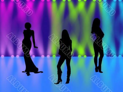  Black girls silhouettes in night club