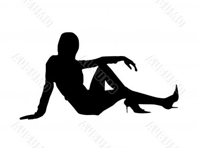 Sexy sitting girl silhouette