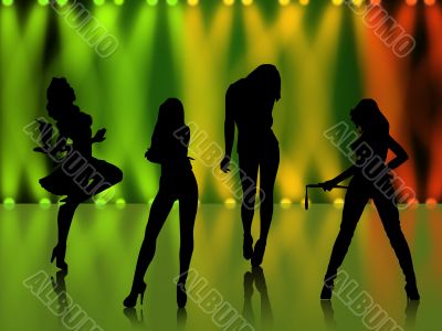  Four girls in night club